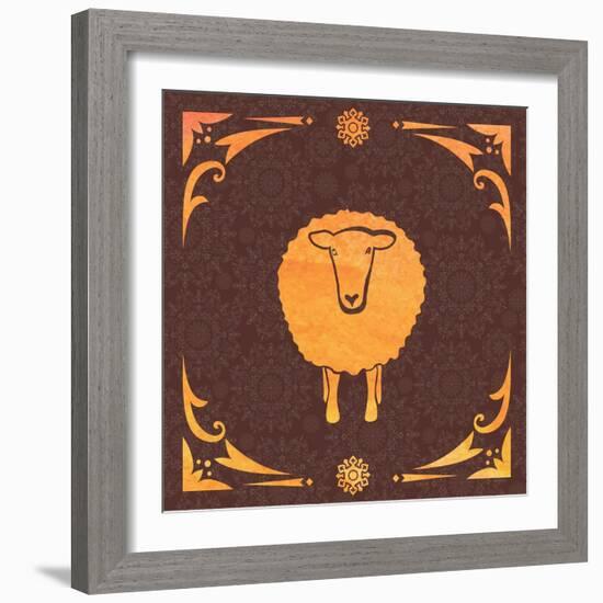 Vector Card with Sheep and 2015-kisika-Framed Art Print