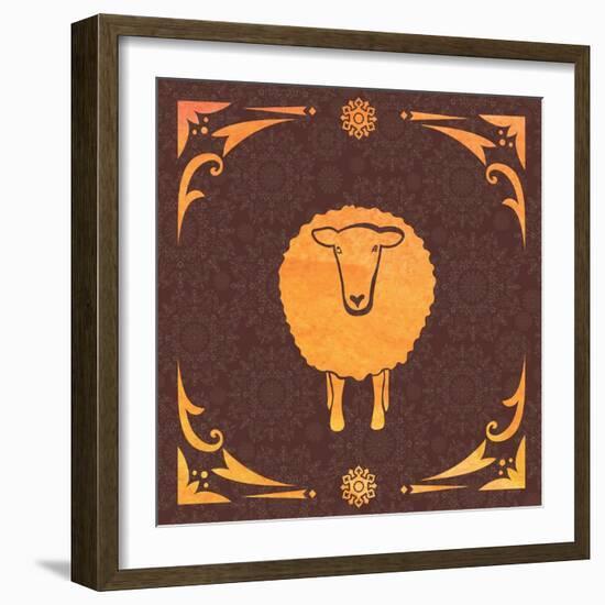 Vector Card with Sheep and 2015-kisika-Framed Art Print