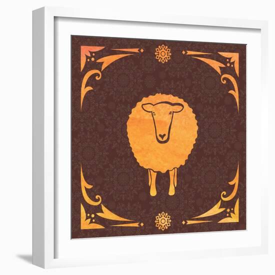 Vector Card with Sheep and 2015-kisika-Framed Art Print