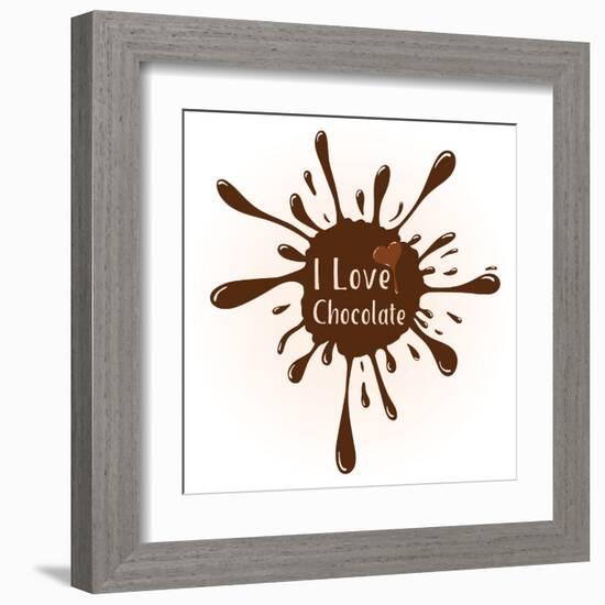 Vector Chocolate Blot with Text I Love Chocolate . Chocolate Badge Template with Chocolate Heart F-Frantisek Keclik-Framed Art Print