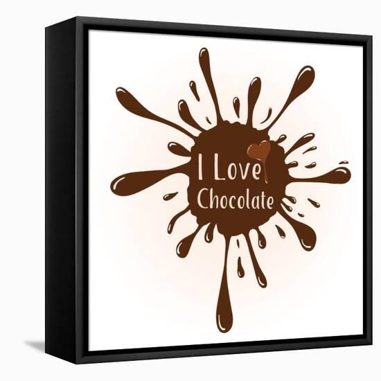 Vector Chocolate Blot with Text I Love Chocolate . Chocolate Badge Template with Chocolate Heart F-Frantisek Keclik-Framed Stretched Canvas