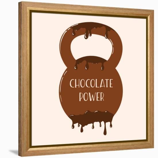 Vector Chocolate Kettlebell with Melting Effect. Kettlebel with Label Chocolate Power . Chocolate-Frantisek Keclik-Framed Stretched Canvas