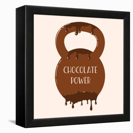 Vector Chocolate Kettlebell with Melting Effect. Kettlebel with Label Chocolate Power . Chocolate-Frantisek Keclik-Framed Stretched Canvas