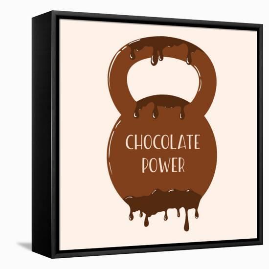 Vector Chocolate Kettlebell with Melting Effect. Kettlebel with Label Chocolate Power . Chocolate-Frantisek Keclik-Framed Stretched Canvas