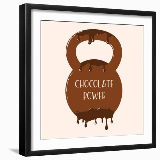 Vector Chocolate Kettlebell with Melting Effect. Kettlebel with Label Chocolate Power . Chocolate-Frantisek Keclik-Framed Premium Giclee Print