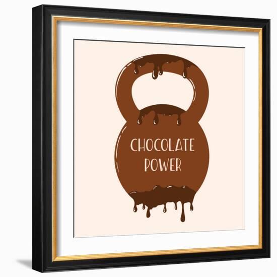 Vector Chocolate Kettlebell with Melting Effect. Kettlebel with Label Chocolate Power . Chocolate-Frantisek Keclik-Framed Premium Giclee Print