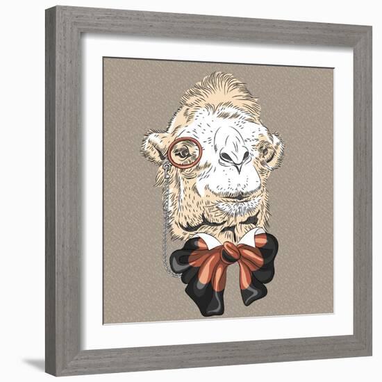 Vector Closeup Portrait of Funny Camel Hipster-kavalenkava volha-Framed Art Print