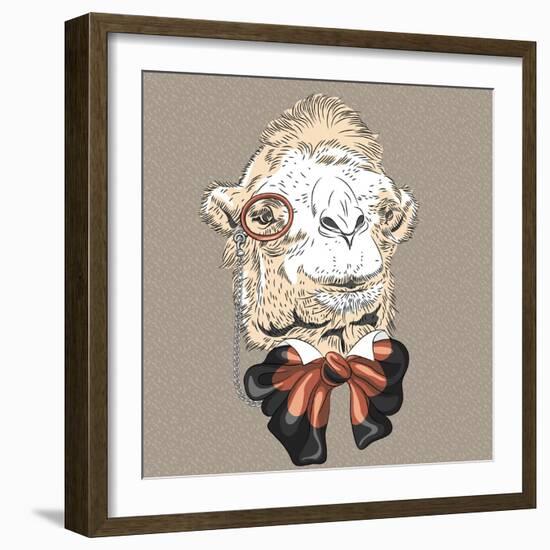 Vector Closeup Portrait of Funny Camel Hipster-kavalenkava volha-Framed Art Print