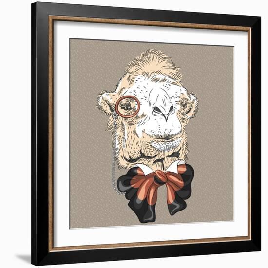 Vector Closeup Portrait of Funny Camel Hipster-kavalenkava volha-Framed Art Print