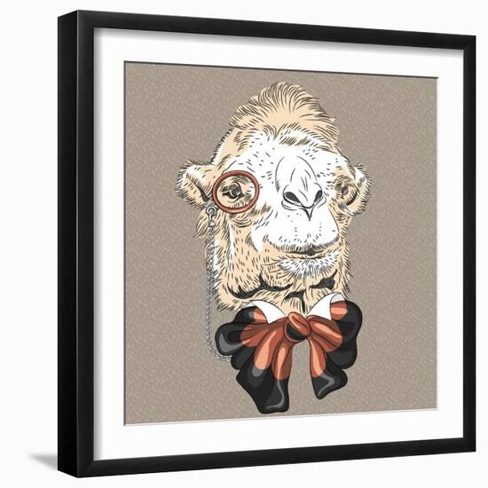 Vector Closeup Portrait of Funny Camel Hipster-kavalenkava volha-Framed Art Print