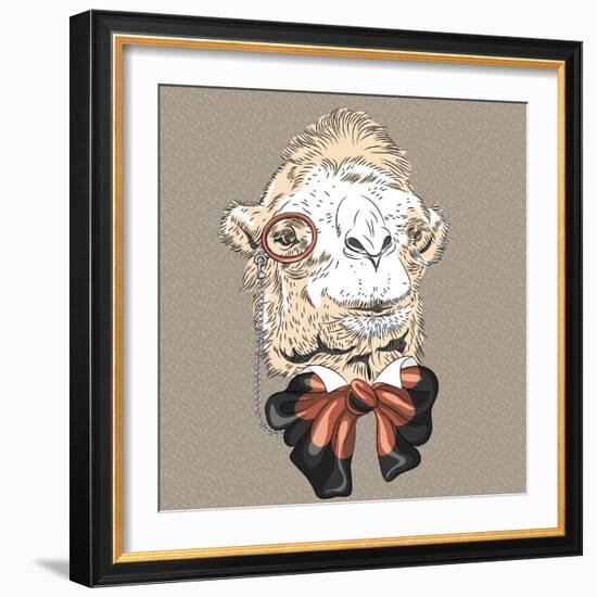 Vector Closeup Portrait of Funny Camel Hipster-kavalenkava volha-Framed Art Print