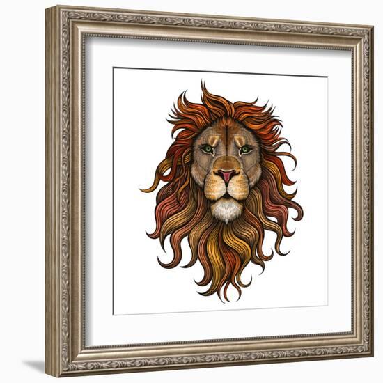 Vector Color Lion Illustration-Julia Waller-Framed Art Print