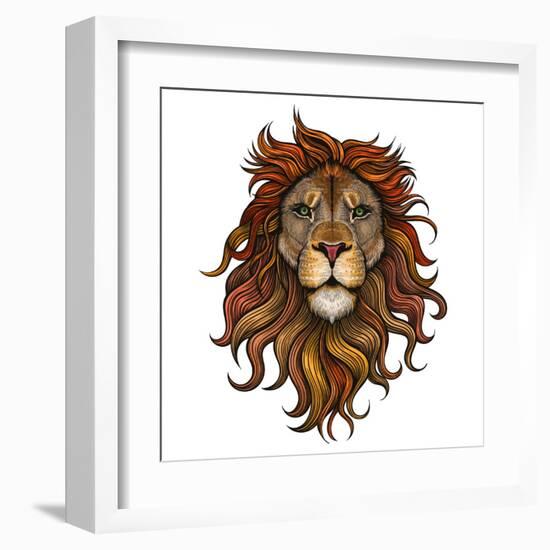 Vector Color Lion Illustration-Julia Waller-Framed Art Print