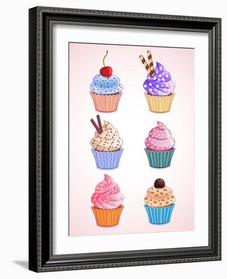 Vector Cute Cupcakes-Marvid-Framed Art Print