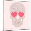 Vector Funny, Candy, Brown Skull with Heart Eyes, Diamonds, Brilliants. Love and Valentine's Day-karnoff-Mounted Art Print