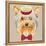 Vector Funny Cartoon Hipster Dog Yorkshire Terrier-kavalenkava volha-Framed Stretched Canvas