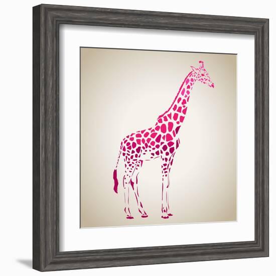 Vector Giraffe Silhouette, Abstract Animal Illustration. Can Be Used for Background, Card, Print Ma-oxanaart-Framed Art Print