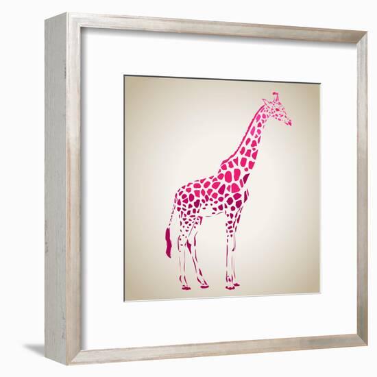 Vector Giraffe Silhouette, Abstract Animal Illustration. Can Be Used for Background, Card, Print Ma-oxanaart-Framed Art Print