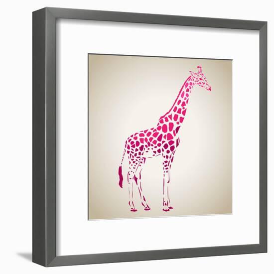 Vector Giraffe Silhouette, Abstract Animal Illustration. Can Be Used for Background, Card, Print Ma-oxanaart-Framed Art Print