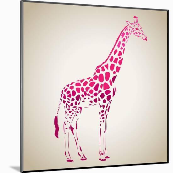 Vector Giraffe Silhouette, Abstract Animal Illustration. Can Be Used for Background, Card, Print Ma-oxanaart-Mounted Art Print