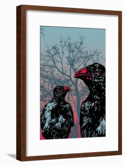 Vector Grunge Background Vith Ravens.-jumpingsack-Framed Art Print