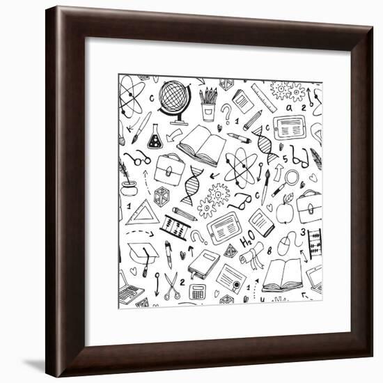 Vector Hand Drawn Seamless Pattern with Education Items-Nine Homes-Framed Premium Giclee Print