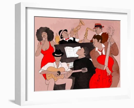 Vector Illustration of a Jazz Band-isaxar-Framed Art Print