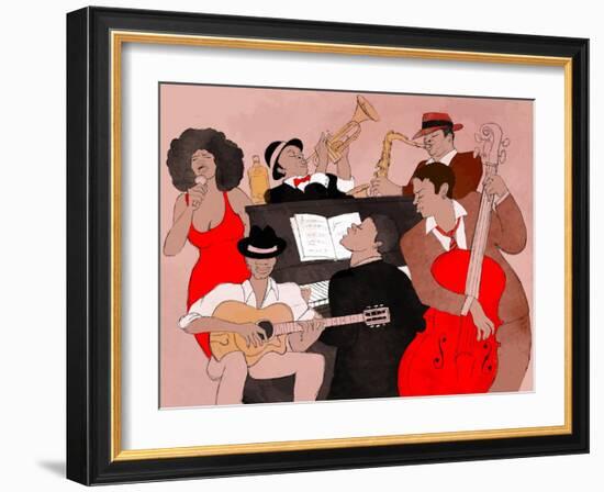 Vector Illustration of a Jazz Band-isaxar-Framed Art Print