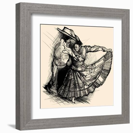 Vector Illustration of a Latino Dance Drawing-isaxar-Framed Art Print