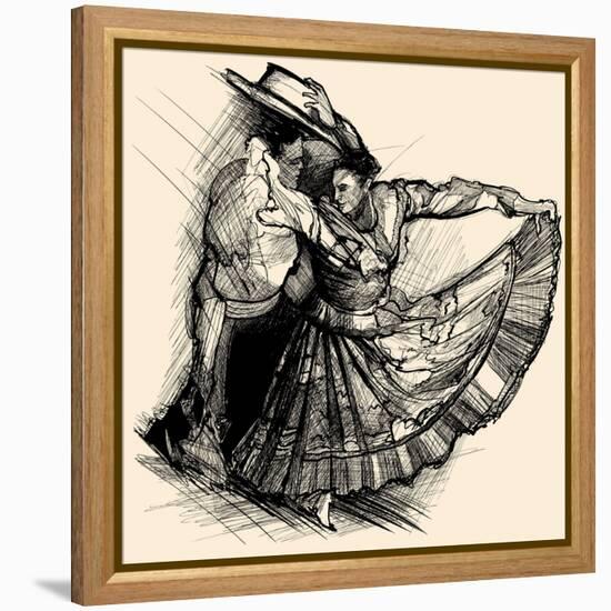 Vector Illustration of a Latino Dance Drawing-isaxar-Framed Stretched Canvas