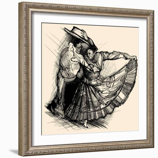 Vector Illustration of a Latino Dance Drawing-isaxar-Framed Art Print