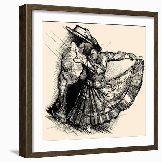 Vector Illustration of a Latino Dance Drawing-isaxar-Framed Art Print