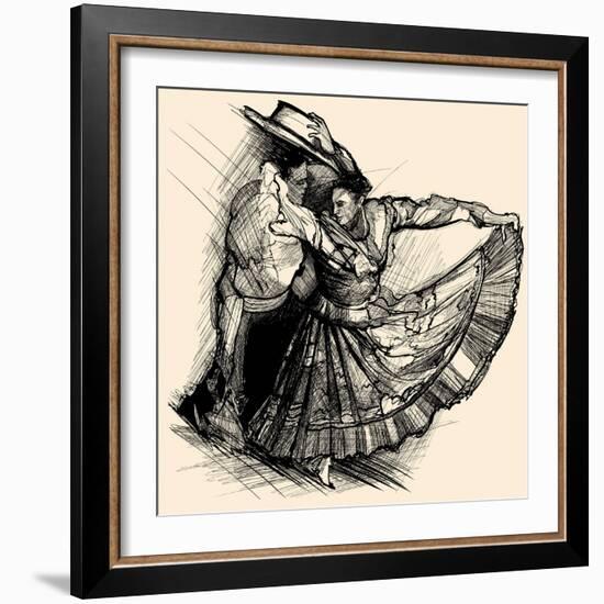 Vector Illustration of a Latino Dance Drawing-isaxar-Framed Art Print