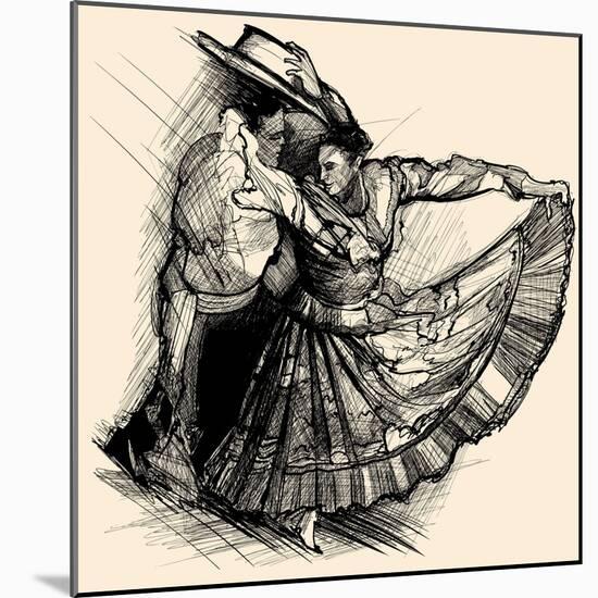 Vector Illustration of a Latino Dance Drawing-isaxar-Mounted Art Print