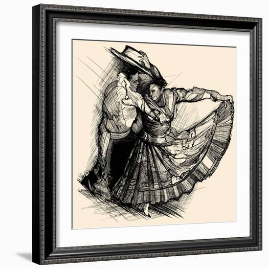 Vector Illustration of a Latino Dance Drawing-isaxar-Framed Art Print