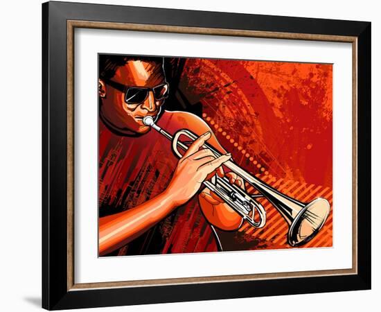 Vector Illustration of a Trumpet Player-isaxar-Framed Art Print
