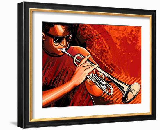 Vector Illustration of a Trumpet Player-isaxar-Framed Art Print