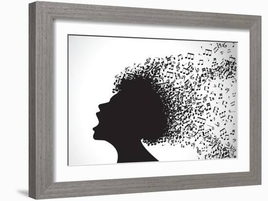 Vector Illustration of Abstract. Man Face Silhouette in Profile with Musical Hair-VLADGRIN-Framed Art Print