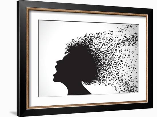 Vector Illustration of Abstract. Man Face Silhouette in Profile with Musical Hair-VLADGRIN-Framed Art Print