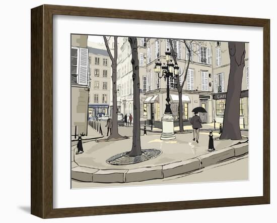 Vector Illustration of Furstemberg Square in Paris-isaxar-Framed Art Print