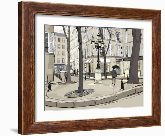 Vector Illustration of Furstemberg Square in Paris-isaxar-Framed Art Print