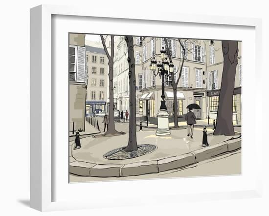 Vector Illustration of Furstemberg Square in Paris-isaxar-Framed Art Print