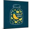 Vector Illustration of Jar with Sleepi?G Smiling Moon in the Nightcap, Butterflies, Stars. Cute Chi-Beskova Ekaterina-Mounted Art Print