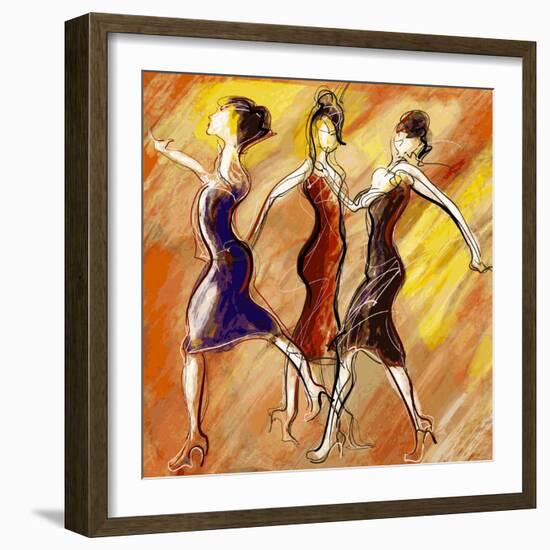 Vector Illustration of Women Dancing-isaxar-Framed Art Print