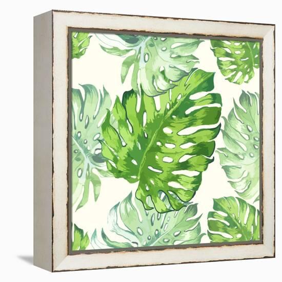 Vector Illustration with Tropical Leaves-Monash-Framed Stretched Canvas