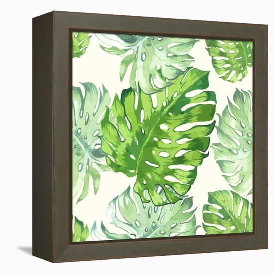 Vector Illustration with Tropical Leaves-Monash-Framed Stretched Canvas