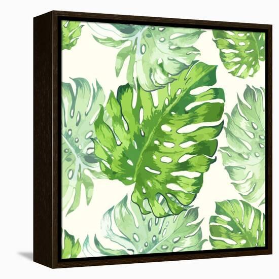 Vector Illustration with Tropical Leaves-Monash-Framed Stretched Canvas
