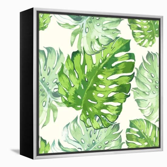 Vector Illustration with Tropical Leaves-Monash-Framed Stretched Canvas