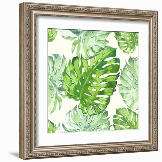 Vector Illustration with Tropical Leaves-Monash-Framed Art Print