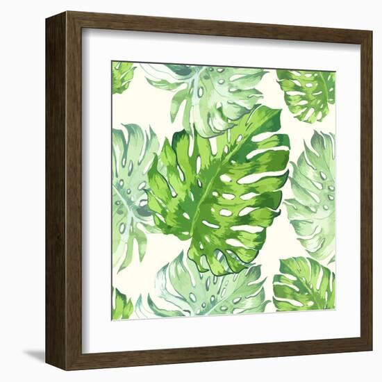 Vector Illustration with Tropical Leaves-Monash-Framed Art Print